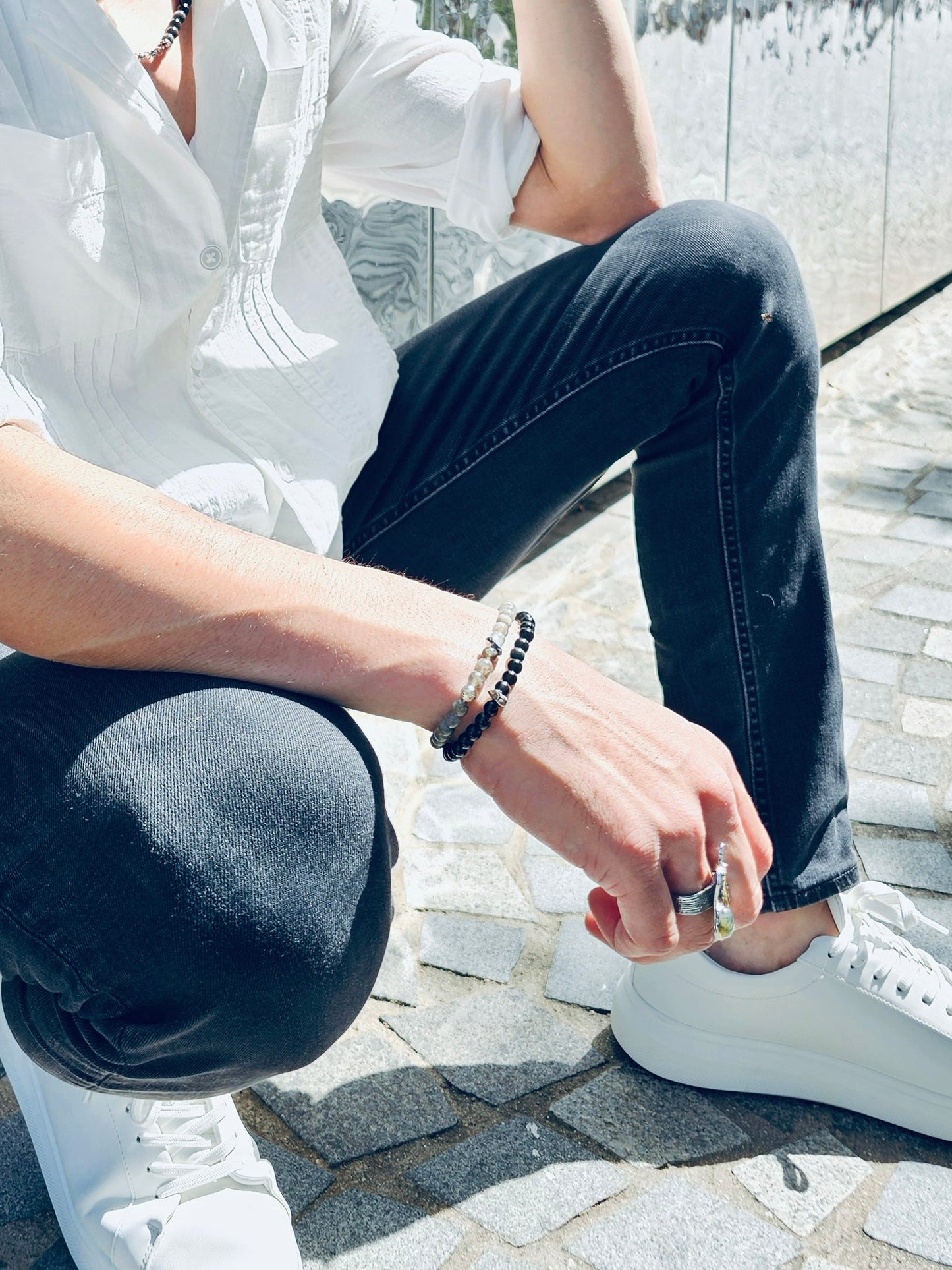 Obsidian Shield – Black Obsidian Beaded Bracelet