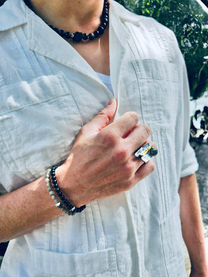 Obsidian Shield – Black Obsidian Beaded Bracelet