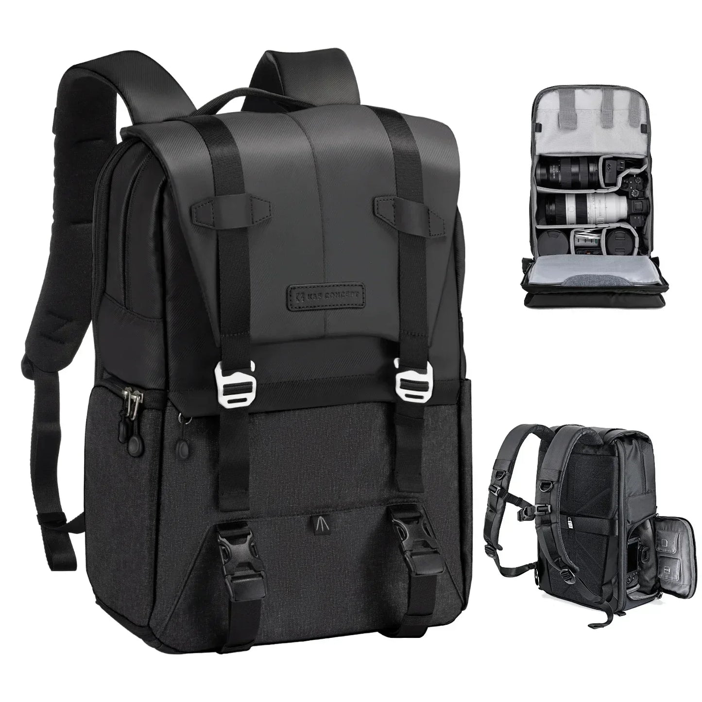 Obsidian Frame 20L – Blackout Pro Camera & Everyday Backpack