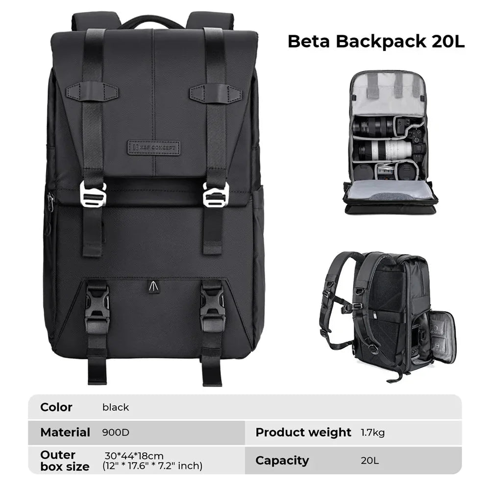 Obsidian Frame 20L – Blackout Pro Camera & Everyday Backpack